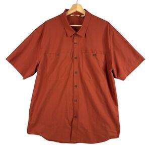 Filson Company Mens Short‎ Sleeve Button Up Casual Outdoor Shirt burnt red